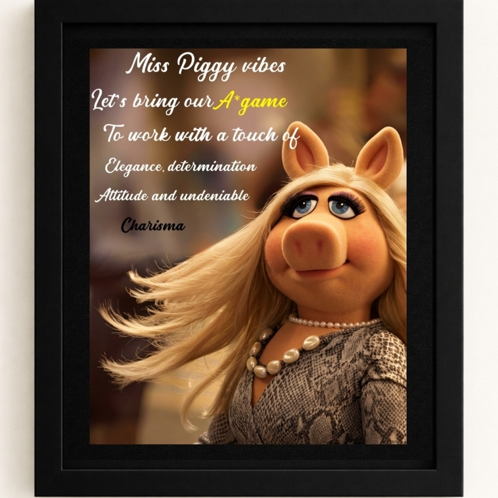 Miss Piggy A.I. Art Print in Glass Front Frame 8x10